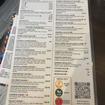 Burma 2 - Menu as of December 2025 - Burmese Near Me - Walnut Creek, California