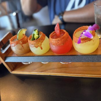Tacos & Tequila - Margarita flight - Tamarindo / Cucumber / Strawberry / Coconut Pineapple - Mexican Near Me - Menifee, California Tacos & Tequila - Margarita flight - Tamarindo / Cucumber / Strawberry / Coconut Pineapple - Mexican Near Me - Menifee, California