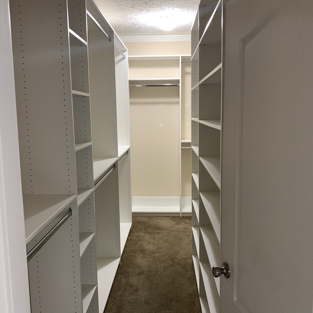 After the shelves are installed, the transformation has begun!