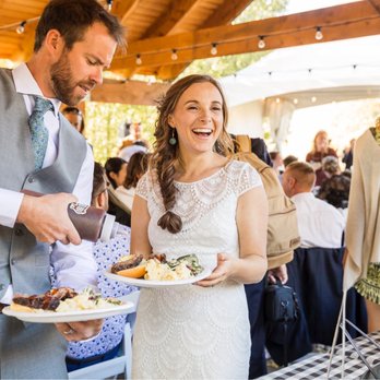 Hogwood BBQ - Bride & groom getting their food - Barbeque Near Me - Crested Butte, Colorado