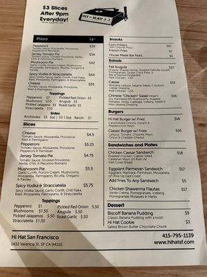 Menu photo 3 Hi Hat San Francisco, CA