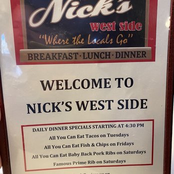 Nick's West Side - Front of menu! - Breakfast & Brunch Near Me - Sedona, Arizona Nick's West Side - Front of menu! - Breakfast & Brunch Near Me - Sedona, Arizona