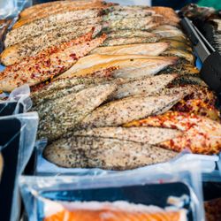 Cobh Farmers Market - Locally smoked mackerel and salmon from Frank Hederman at Belvelly Smoke House