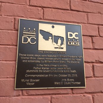 Exorcist Steps - 11.23.18 bronze plaque commemorating these iconic steps - Local Flavor Near Me - Washington, DC, District of Columbia Exorcist Steps - 11.23.18 bronze plaque commemorating these iconic steps - Local Flavor Near Me - Washington, DC, District of Columbia