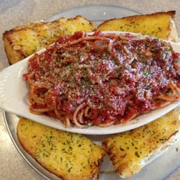 Spaghetti with marinara sauce, with ground beef, onions, and mushroom $6.95ish? Spaghetti with marinara sauce, with ground beef, onions, and mushroom $6.95ish?