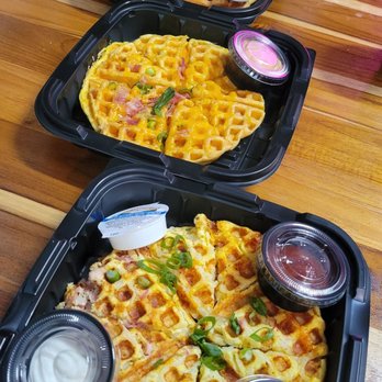 Cafe On Eighth - Strawberry waffle, omelette waffle, hashbrown waffle - Cafes Near Me - Augusta, Georgia
