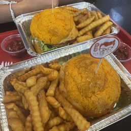 Pineapple Bun Sandwich and Fries Pineapple Bun Sandwich and Fries