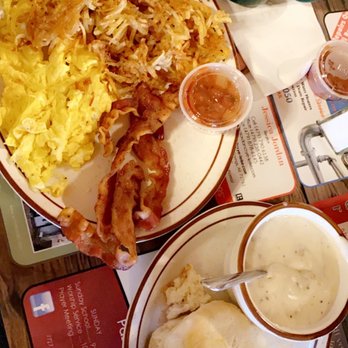 Cathy's Corner - Two eggs, hash browns (crispy), bacon and biscuits and gravy with sausage - Breakfast & Brunch Near Me - Siloam Springs, Arkansas