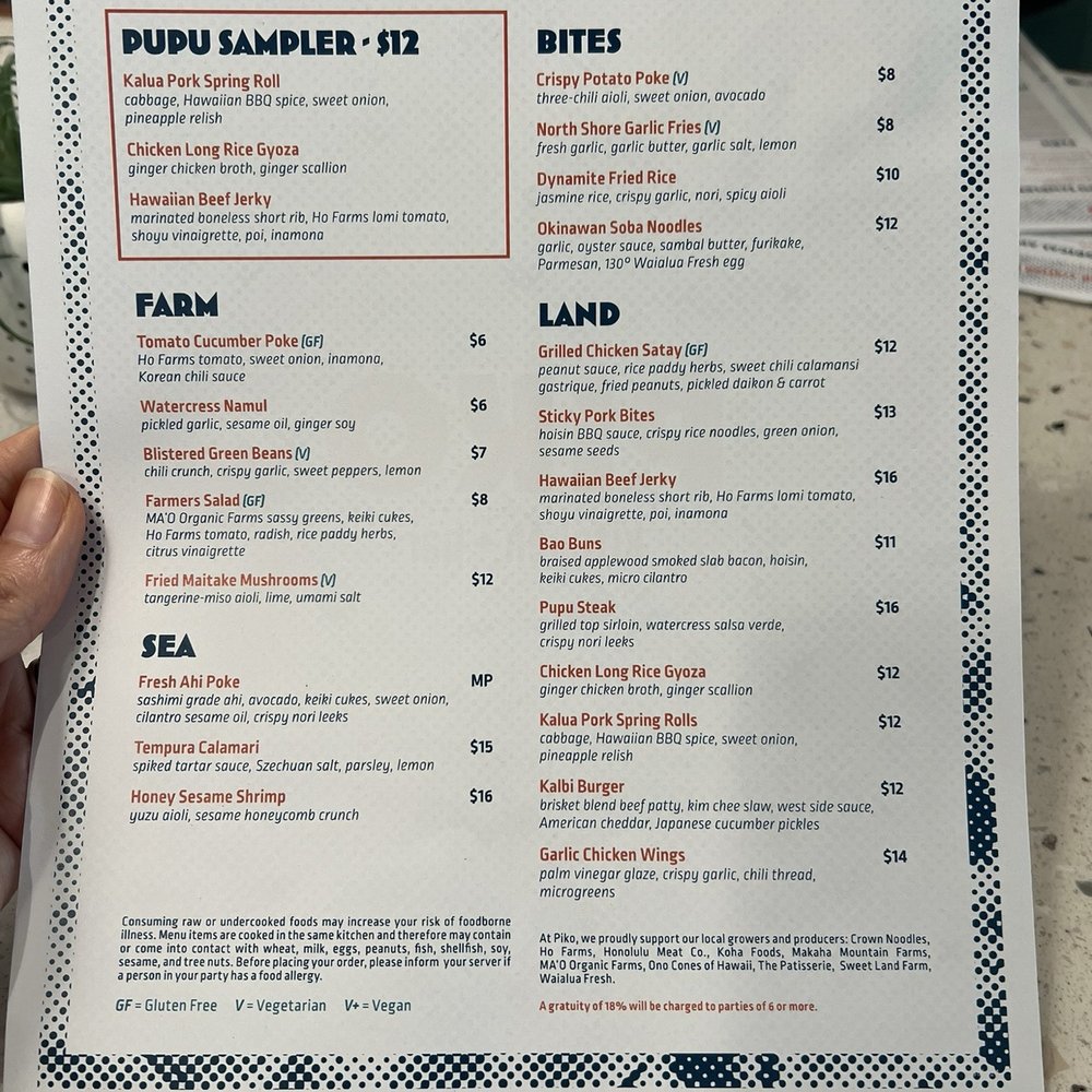 Piko Kitchen + Bar - Menu - Cocktail Bars Near Me - Honolulu, Hawaii