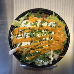 Mondays Streetfood - Custom bowl with our Housemade Almond Habanero Salsa.  If you like spicy salsa, this one is on point.