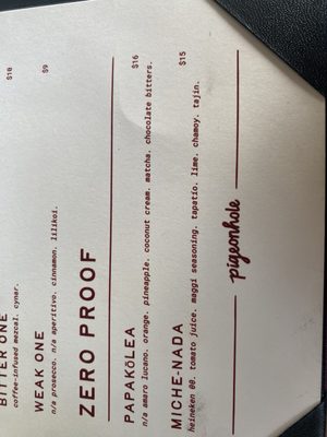 Menu photo 3 Pigeonhole Honolulu, HI