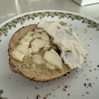 Hank's Bagels - Everything Bagel half butter and half scallion cream cheese - Coffee & Tea Near Me - Burbank, California