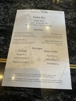 Menu photo 1 Parlor Bar Austin, TX
