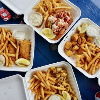 Mac's Chatham Fish & Lobster - Fried Clam Strips, Scallops, Fish, and their famous Lobster Roll. The scallops stole the show for me, but everything was fabulous! - Seafood Near Me - Chatham, Massachusetts