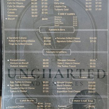 Uncharted Adventures Cafe - The menu.. - Coffee & Tea Near Me - Bakersfield, California Uncharted Adventures Cafe - The menu.. - Coffee & Tea Near Me - Bakersfield, California
