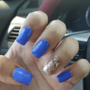 Nicha Nails - Blue nails with accent. Gel mani. - Nail Salons Near Me - El Sobrante, California