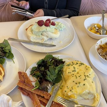 Thirty-Six Cafe - Eggs Benedict pancakes, salmon toast, matcha pancake, mango purée parfait (counter clockwise) - Cafes Near Me - Saint Paul, Minnesota Thirty-Six Cafe - Eggs Benedict pancakes, salmon toast, matcha pancake, mango purée parfait (counter clockwise) - Cafes Near Me - Saint Paul, Minnesota