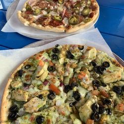 Zorbaz - Hot Hawg and Zorba the Greek pizzas