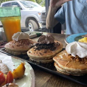 The District Cafe - Pancake Sampler - Breakfast & Brunch Near Me - Bakersfield, California The District Cafe - Pancake Sampler - Breakfast & Brunch Near Me - Bakersfield, California