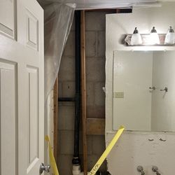 Jenkins Restorations - They installed a ceiling cover due to recent rainfall and removed the sink and floor for inspection.