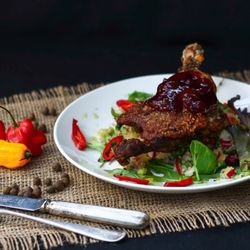 Station 26 - Duck Confit - Slow cooked duck served with a tangy cranberry sauce and quinoa salad