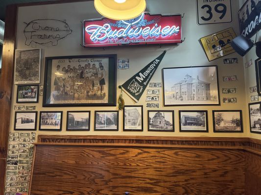Photo of Dawg House Pizza - Monrovia, IN, US. Wall art from local towns, schools, businesses, roads, farms and other attractions.