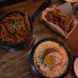 chicken feet, chicken gizzard and fries, kimchi fried rice - all delicious! chicken feet, chicken gizzard and fries, kimchi fried rice - all delicious!