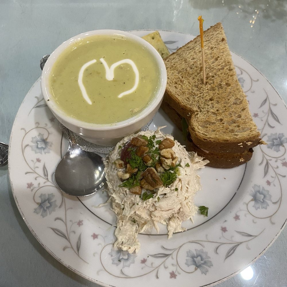 Ellie's - Chicken jalapeno soup, $1M chicken salad, and ham/fig sandwich from pick 3 menu at a terrific value and price. - Tea Rooms Near Me - Plano, Texas Ellie's - Chicken jalapeno soup, $1M chicken salad, and ham/fig sandwich from pick 3 menu at a terrific value and price. - Tea Rooms Near Me - Plano, Texas