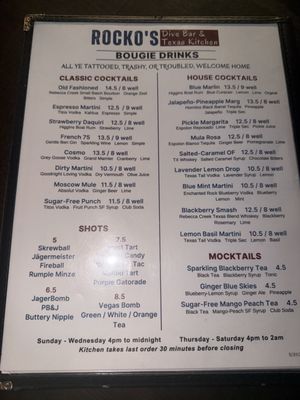 Menu photo 1 Rocko's Dive Bar & Texas Kitchen Pearland, TX