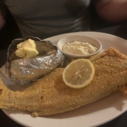 Pats Steakhouse - Fried catfish (large) with a baked potato and tartar sauce