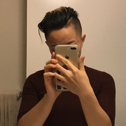 Motown Barbershop - Love it. Mid-high fade w line at the right side