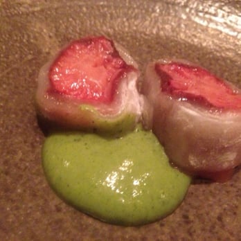 Hirohisa - Dessert (Strawberries with Mochi and Green Tea Paste) - Japanese Near Me - New York, New York Hirohisa - Dessert (Strawberries with Mochi and Green Tea Paste) - Japanese Near Me - New York, New York