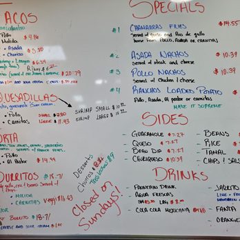 Ranchos Tacos - Menu 8/19/2025. - Tacos Near Me - Amherst, New York