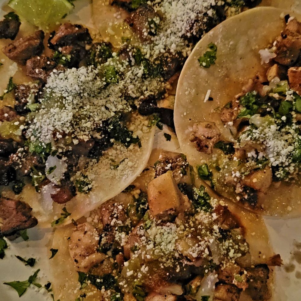 Chicken and carne asada tacos on taco Tuesday! Chicken and carne asada tacos on taco Tuesday!