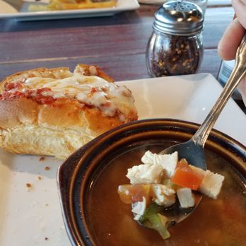 Corner Joint - 1/2 Meatball sandwich (ate half, almost forgot pic) with surprisingly great tasting chicken soup. - Pizza Near Me - Lawndale, California Corner Joint - 1/2 Meatball sandwich (ate half, almost forgot pic) with surprisingly great tasting chicken soup. - Pizza Near Me - Lawndale, California