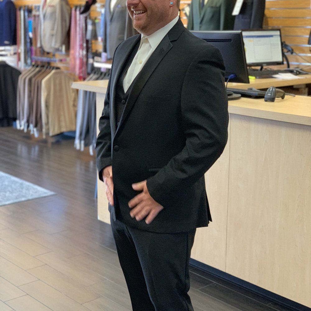 Friar Tux - My partner trying on a suit to see how it'll look; thanks to Bridgette. We'll show what suit he chose the day of the Gala. - Men's Clothing Near Me - Temecula, California