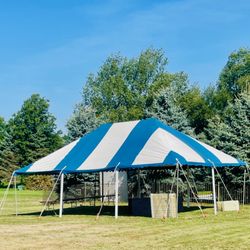 Active Tent Rental - 20' x 30' Blue and White Pole Tent