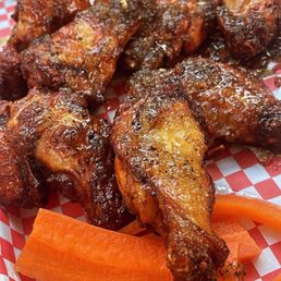 Jalapeno honey smoked wings and veggies