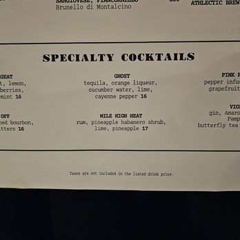 Church and Union - Menu as of March 2025 - New American Near Me - Denver, Colorado