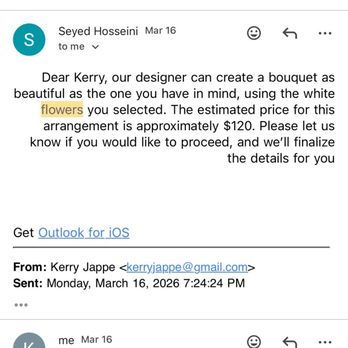 Cupertino Florist - 3/5 Setting pick up date and another confirmation they can make the bouquet - Florists Near Me - San Jose, California