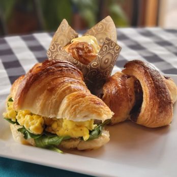 Sugar Mamas' Bakeshop -  croissant sandwich on a plate - Bakeries Near Me - Cedaredge, Colorado
