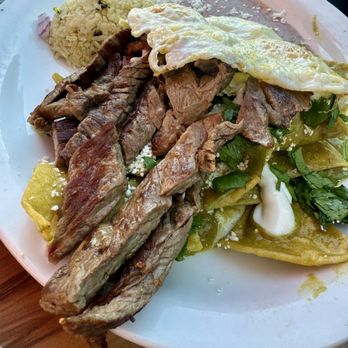 Cafe De Olla - Poblano Chilaquiles w/ Steak - American Near Me - Burbank, California Cafe De Olla - Poblano Chilaquiles w/ Steak - American Near Me - Burbank, California