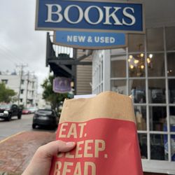 Downtown Books - Outside with my books