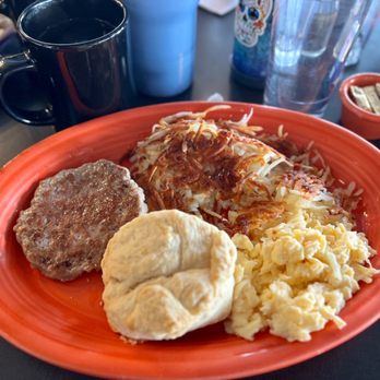 Sophie's Kitchen - Jerry's choice with pork sausage and biscuit - Comfort Food Near Me - Billings, Montana