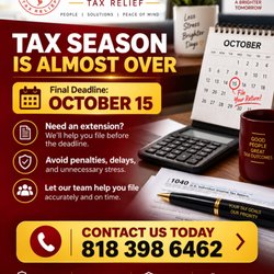 Reliance Tax Relief - October 15 is a major filing deadline. Still need help with taxes or IRS issues? Reliance Tax Relief is here!