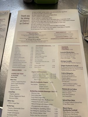Menu photo 1 Claire's On Cedros Solana Beach, CA
