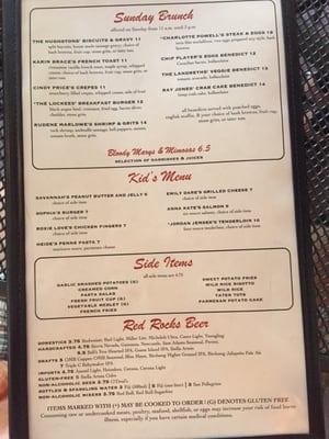 Menu photo 5 Red Rocks Cafe Charlotte, NC