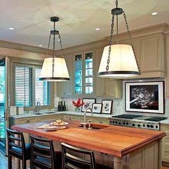 Fiore Carpentry - Tobacco-green paint and oversized light fixtures bring personality to this kitchen. - General Contractors Near Me Fiore Carpentry - Tobacco-green paint and oversized light fixtures bring personality to this kitchen. - General Contractors Near Me
