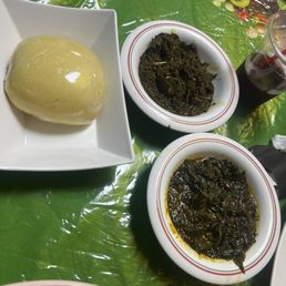 Cassava leaf and spinach  (  without meat )
