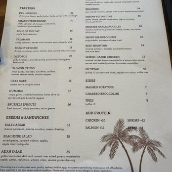 Beachside Restaurant and Bar - Main menu. - New American Near Me - Marina del Rey, California